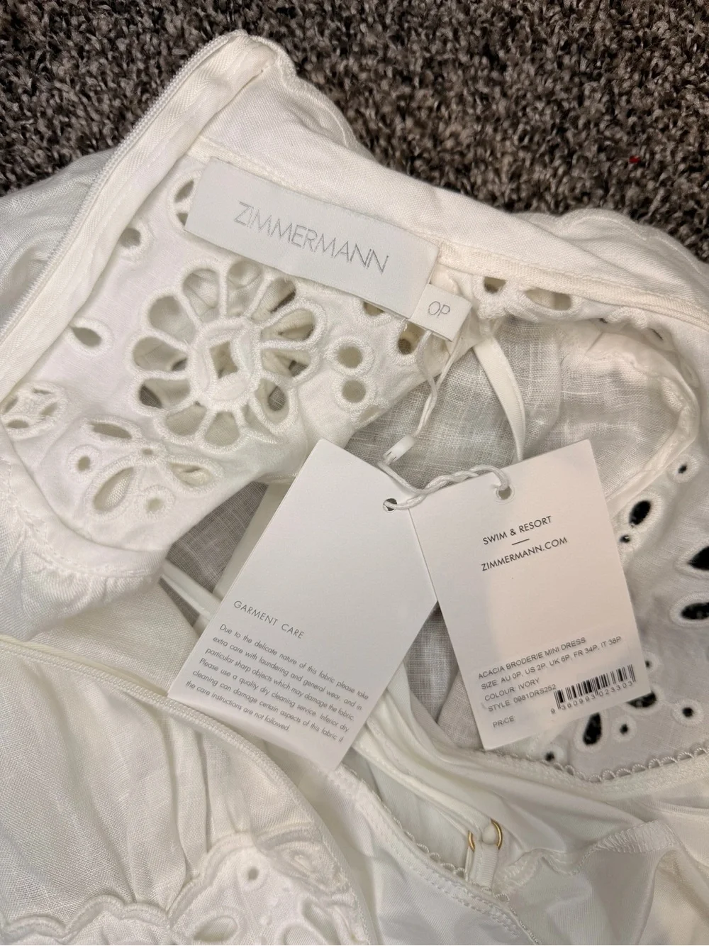 Zimmermann Acacia Broderie Mini Dress - Size OP - Picture 7 of 10